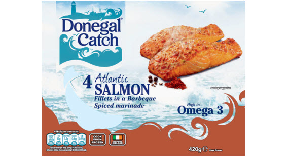 Front of Pack: Donegal Catch 4 Atlantic Fillets in a Barbeque Spiced Marinade