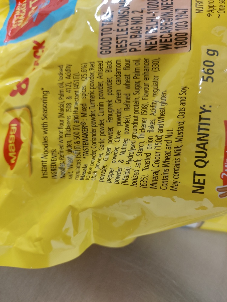 Recall of a batch of Maggi Instant Noodles due to incorrectly declared