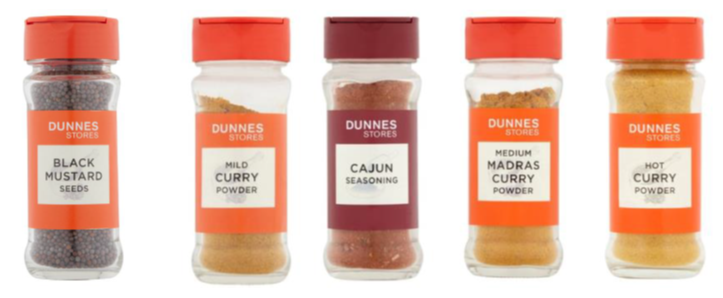 Five Dunnes Stores Spice Products