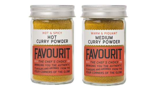 Jars of Favourit Medium and Hot Curry Powders