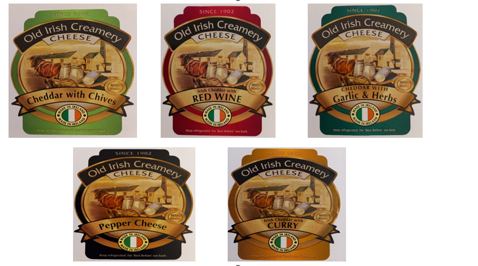 Image of 5 Old Irish Creamery Cheese cheddar cheese packs