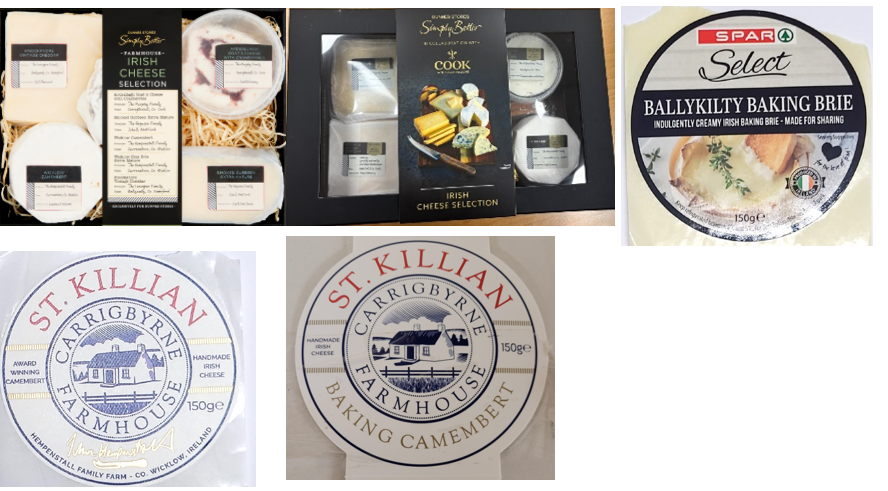 Packs of various cheeses